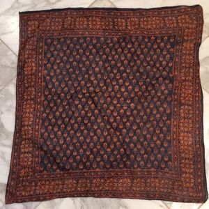 Beautiful Boho Print 21” x 21” Scarf in Navy and Orange